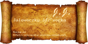 Jaloveczky Jávorka névjegykártya
